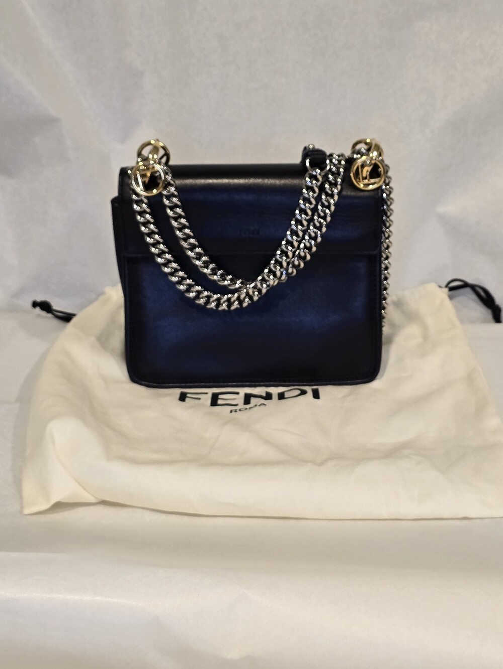 ❌ sold❌ Fendi Kahn Black Leather Silver and Gold Hardware Euc - Picture 3 of 12